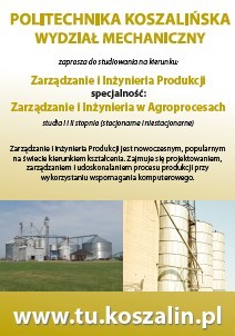 Folder informacyjny specjalności: Zarządzanie i inżynieria w agroprocesach